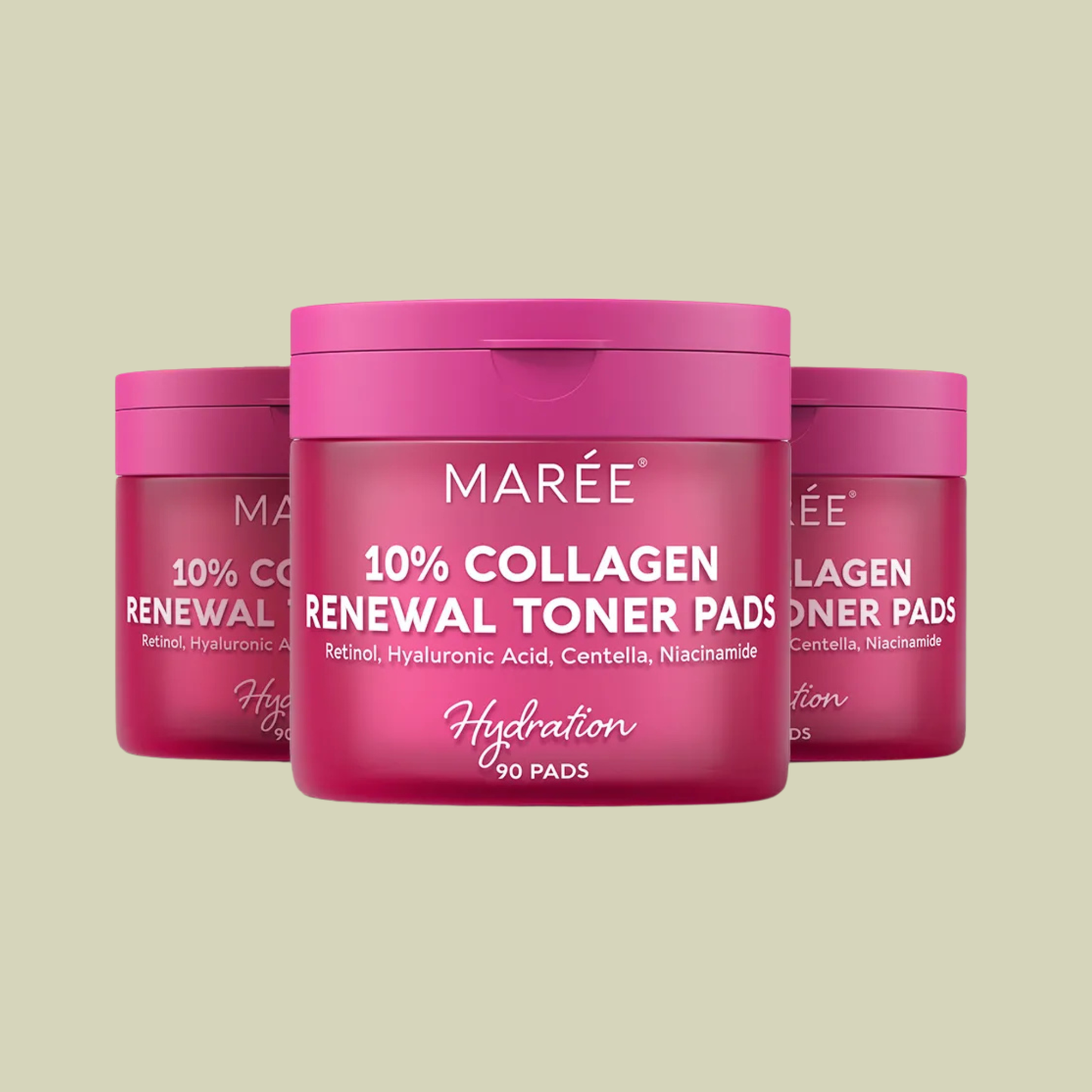 Maree Collagen Renewal Toner Pads with Retinol, Wrinkle Brightening Wipes 90 Pads