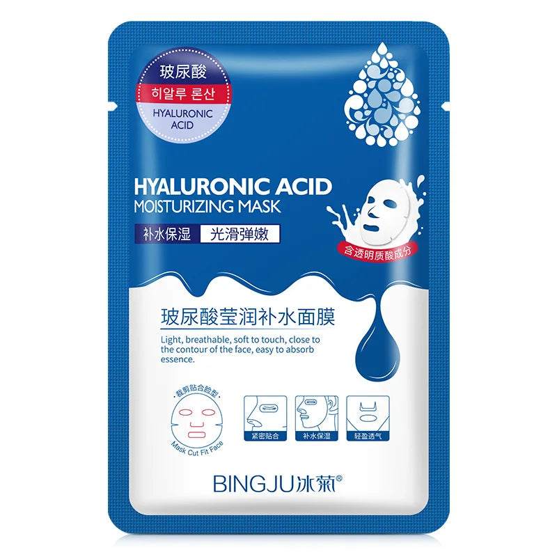 10 Pieces Hyaluronic Acid Hydrating Facial Sheet Masks for Hydrating Skin