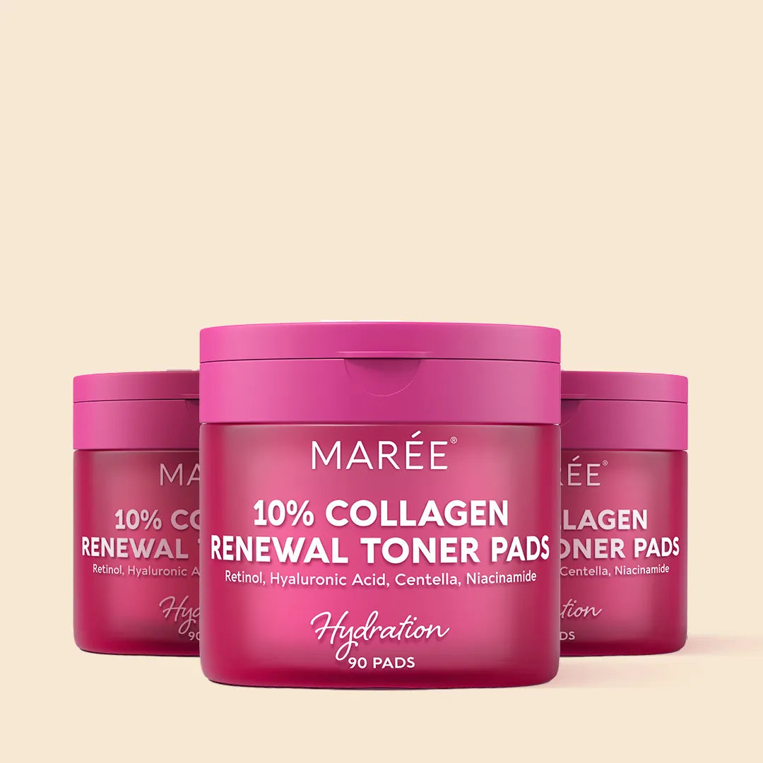 Maree Collagen Renewal Toner Pads with Retinol, Hyaluronic Acid, Centella and Niacinamide, Anti Aging and Wrinkle Brightening Wipes 90 Pads