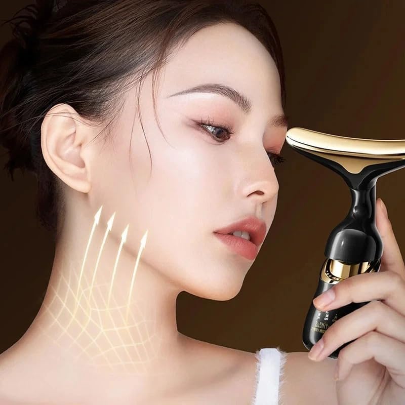 Gushiyuta 3 In 1 Face, Eye, and Neck Massage Tool, Lifting and Firming, Electric Slimming Tool Black