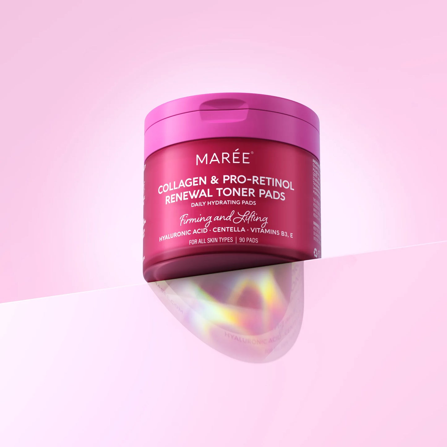 Maree Collagen Renewal Toner Pads with Retinol, Hyaluronic Acid, Centella and Niacinamide, Anti Aging and Wrinkle Brightening Wipes 90 Pads