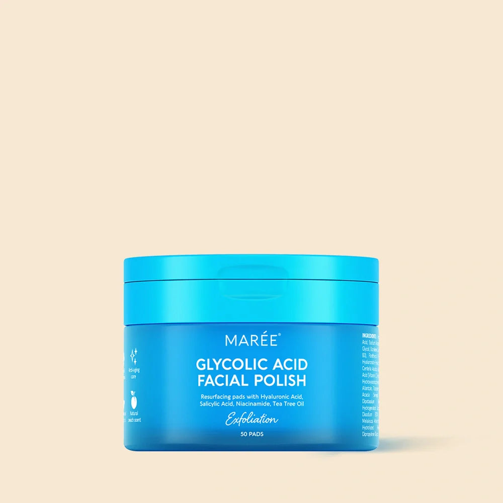Maree Glycolic Acid Facial Pads, Exfoliating Pads with Tea Tree oil, Resurfacing Pads with Hyaluronic Acid, Salicylic Acid and Niacinamide 50 Pads