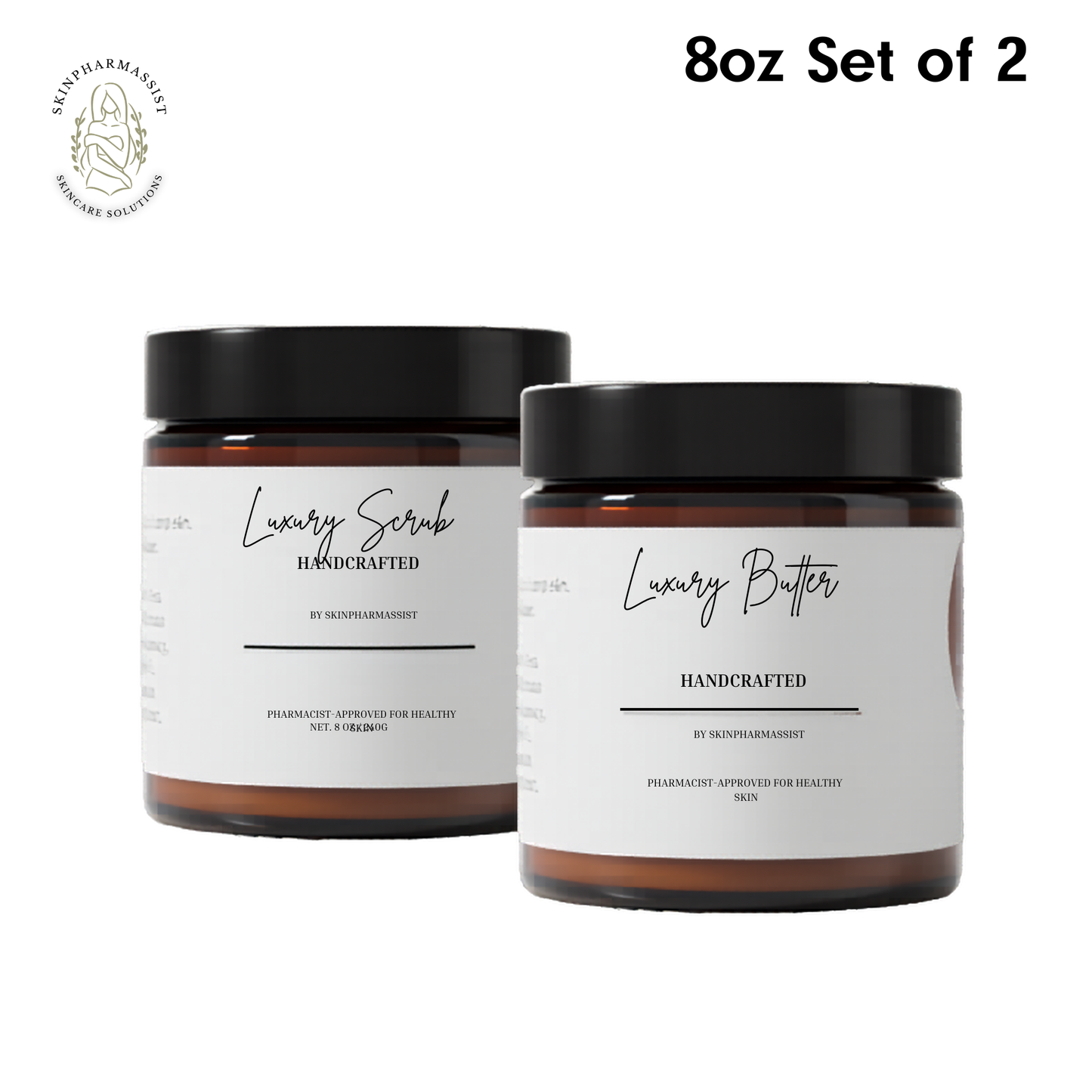 Skin Hero Set - Pharmacist Handmade Shea Butter and Sugar Scrub Set for Sensitive, Acne and Eczema Prone Skin