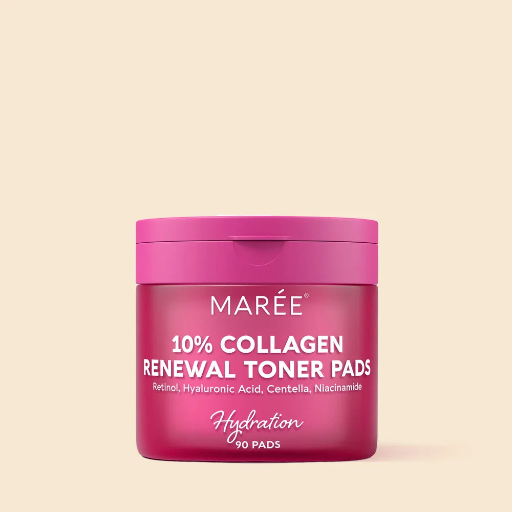 Maree Collagen Renewal Toner Pads with Retinol, Hyaluronic Acid, Centella and Niacinamide, Anti Aging and Wrinkle Brightening Wipes 90 Pads