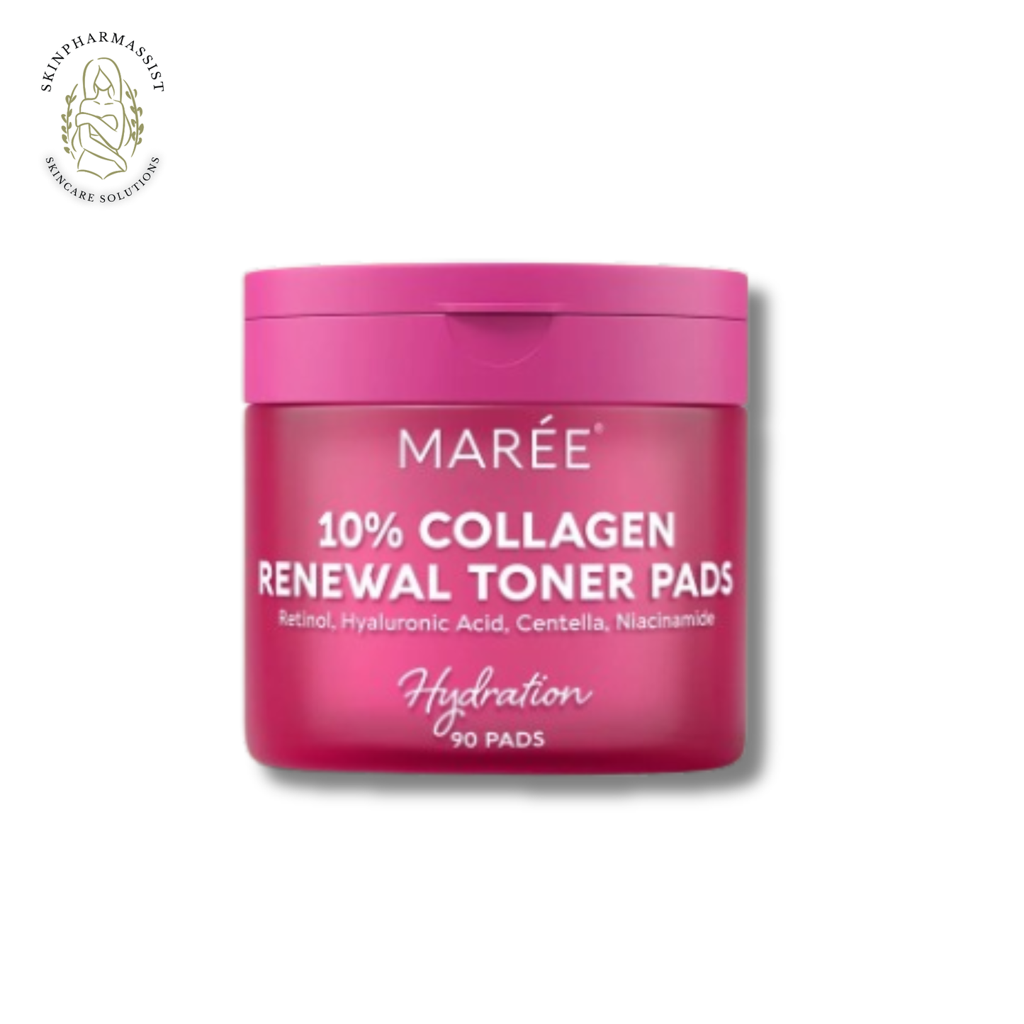 Maree Collagen Renewal Toner Pads with Retinol, Hyaluronic Acid, Centella and Niacinamide, Anti Aging and Wrinkle Brightening Wipes 90 Pads