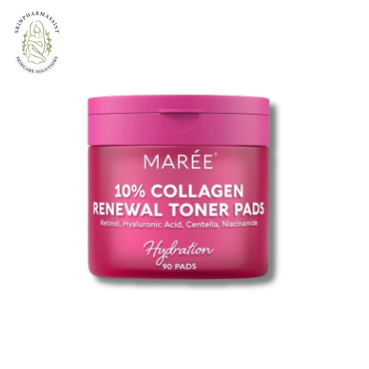 Maree Collagen Renewal Toner Pads with Retinol, Wrinkle Brightening Wipes 90 Pads