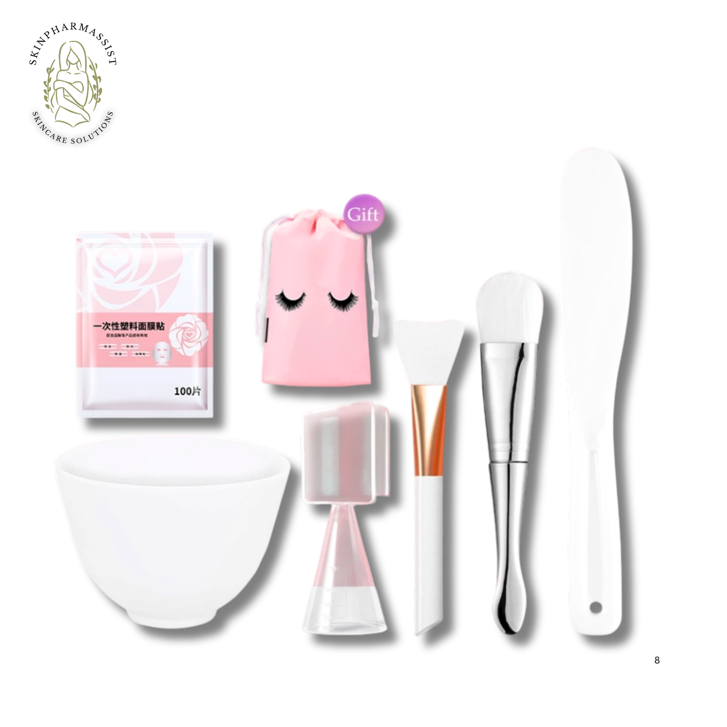 Silicone Face Mask & Mixing Bowl Set for Skincare, Mixing Stick Spa Tool Beauty Bowl, Spoon Musk, Mud Film Brush Silicone Facial Skincare