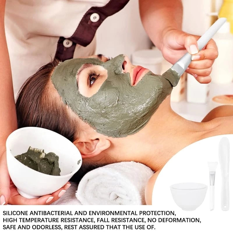 Silicone Face Mask & Mixing Bowl Set for Skincare, Mixing Stick Spa Tool Beauty Bowl, Spoon Musk, Mud Film Brush Silicone Facial Skincare