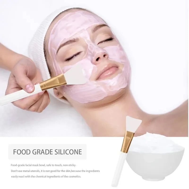 Silicone Face Mask & Mixing Bowl Set for Skincare, Mixing Stick Spa Tool Beauty Bowl, Spoon Musk, Mud Film Brush Silicone Facial Skincare