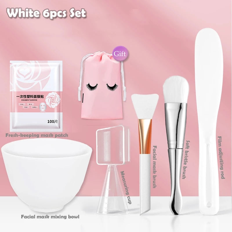 Silicone Face Mask & Mixing Bowl Set for Skincare, Mixing Stick Spa Tool Beauty Bowl, Spoon Musk, Mud Film Brush Silicone Facial Skincare