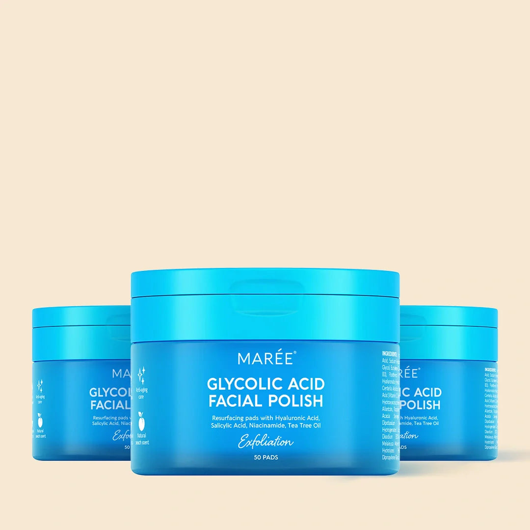 Maree Glycolic Acid Facial Pads, Exfoliating Pads with Tea Tree oil, Resurfacing Pads with Hyaluronic Acid, Salicylic Acid and Niacinamide 50 Pads